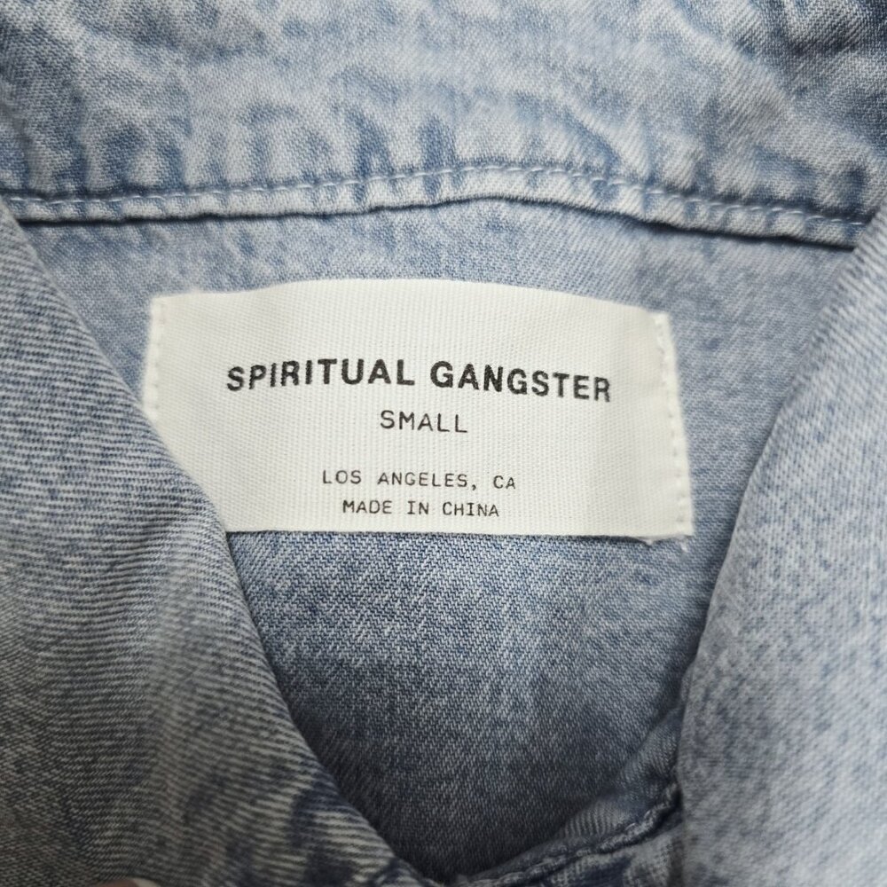 NEW Spiritual Gangster - S Women's Beaudry‎ Oversized Chambray Button-Up Shirt - Picture 7 of 8